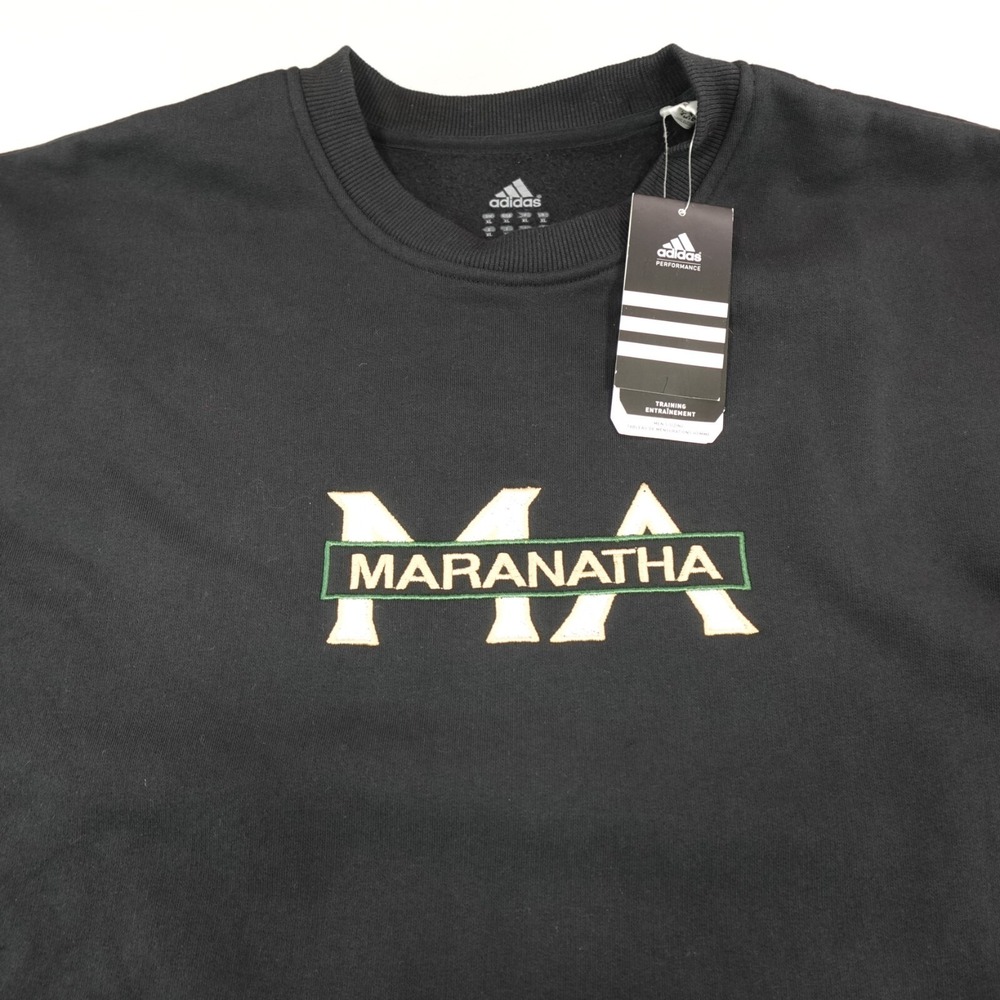 NWT Adidas Sweatshirt Mens‎ XL Black Pullover Maranatha Center Graphic Logo Crew - Picture 8 of 13